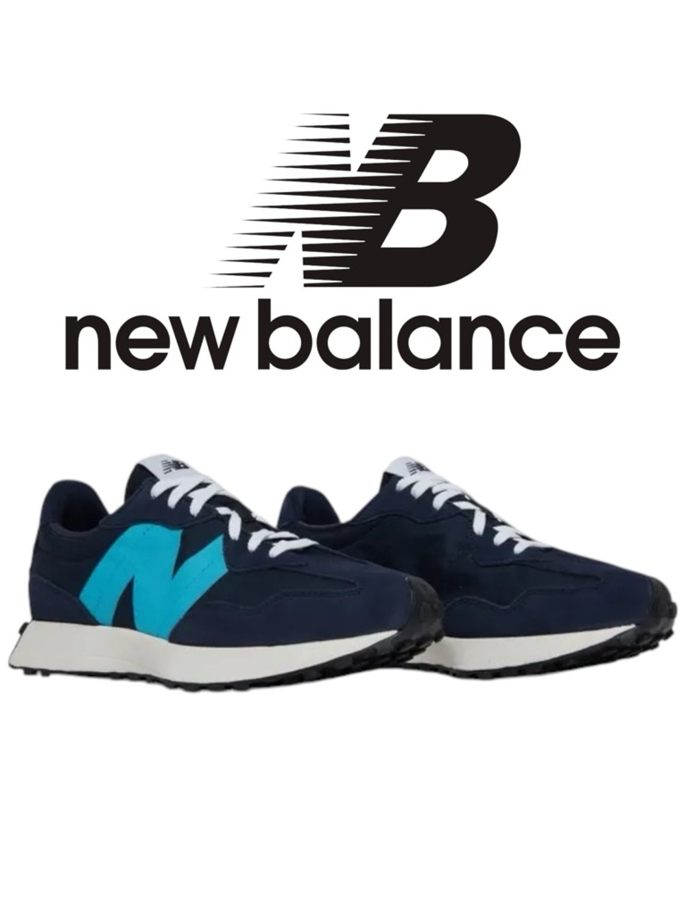 New Balance Mens Navy/Teal 327 Eclipse Virtual Sky Sneakers (8.5)